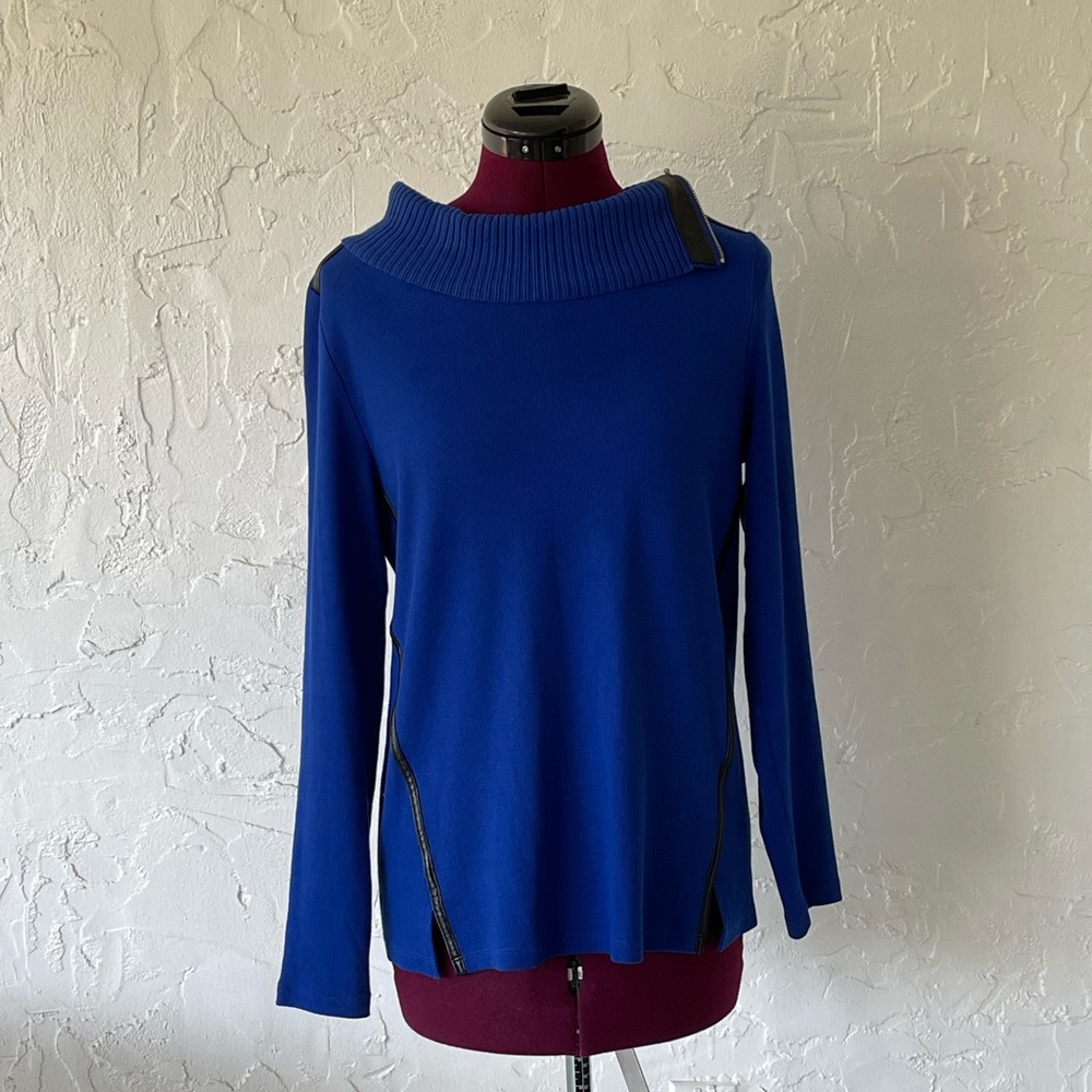 Rafaella Split Cowl Neck Long Sleeve Sweater